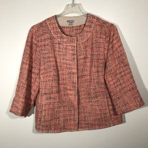 Tweed jacket with 3/4 sleeve and split in sleeves and press studs by J Jill